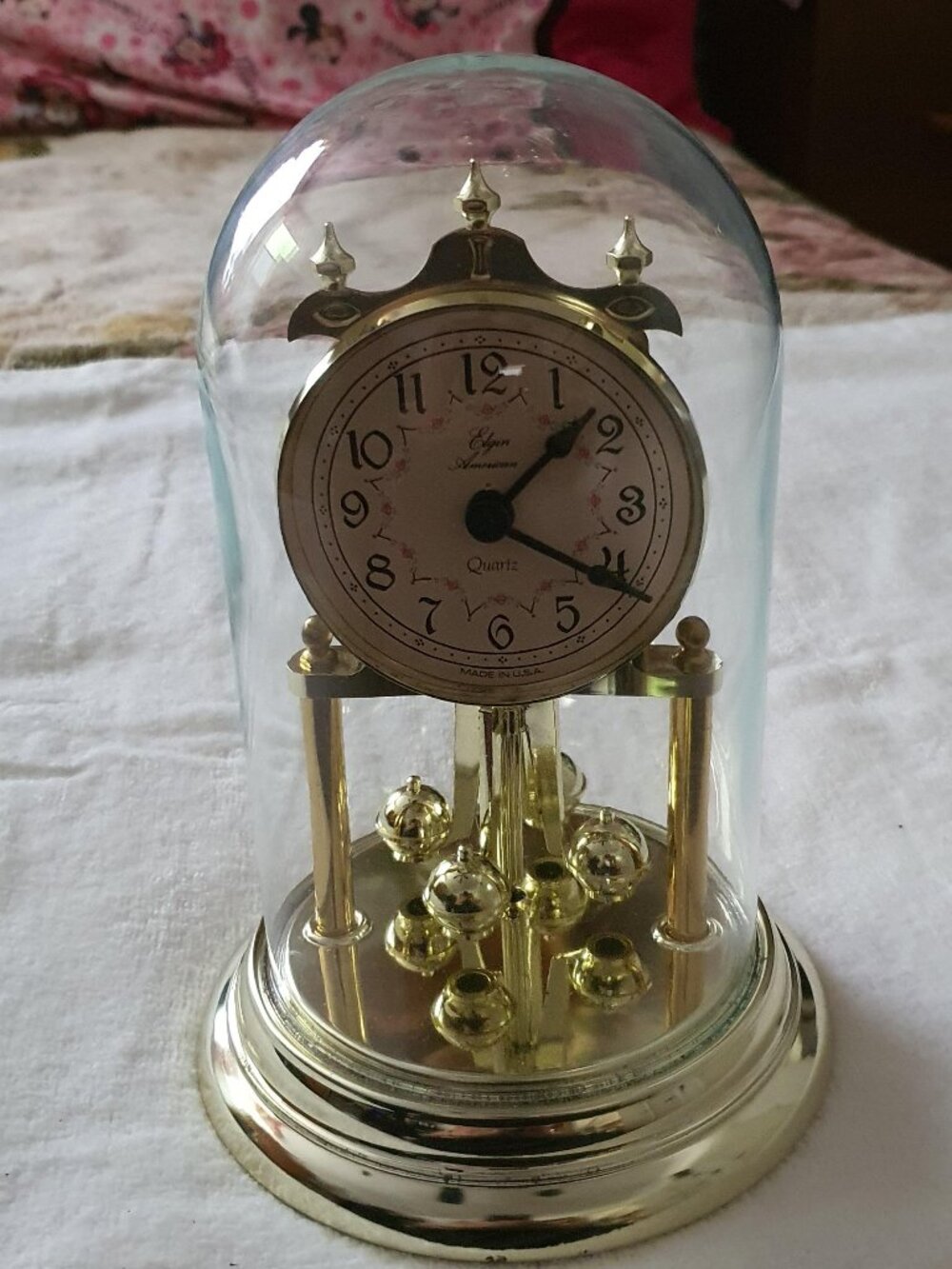Elgin Quartz Glass Dome Anniversary Clock Mint Condition Works